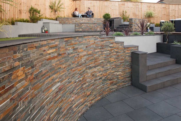 Stoneface Veneer Drystack Walling (Z shape) - Copper Slate